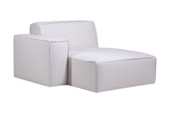 foto do sofá módulo direito com chaise maraú na cor bege visto na diagonal em fundo branco