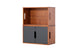 caixa organizadora de madeira módulo 60x37 box caramelo em fundo infinito com dois caixotes empilhados