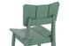 foto da cadeira para penteadeira uma na cor verde escuro em fundo branco focando no encosto visto de trás