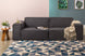 foto ambientada do sofa confortavel modulo esquerdo maraú na cor grafite em sala de estar visto de frente