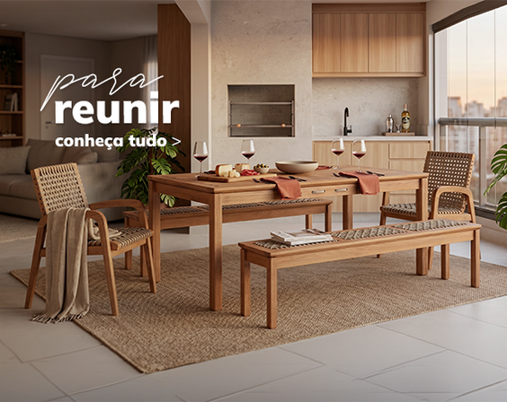Móveis de madeira para reunir pessoas