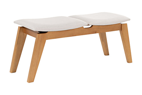 Banco de Madeira 2 lugares Aconchego 110x42 cm Mel e Tecido Creme