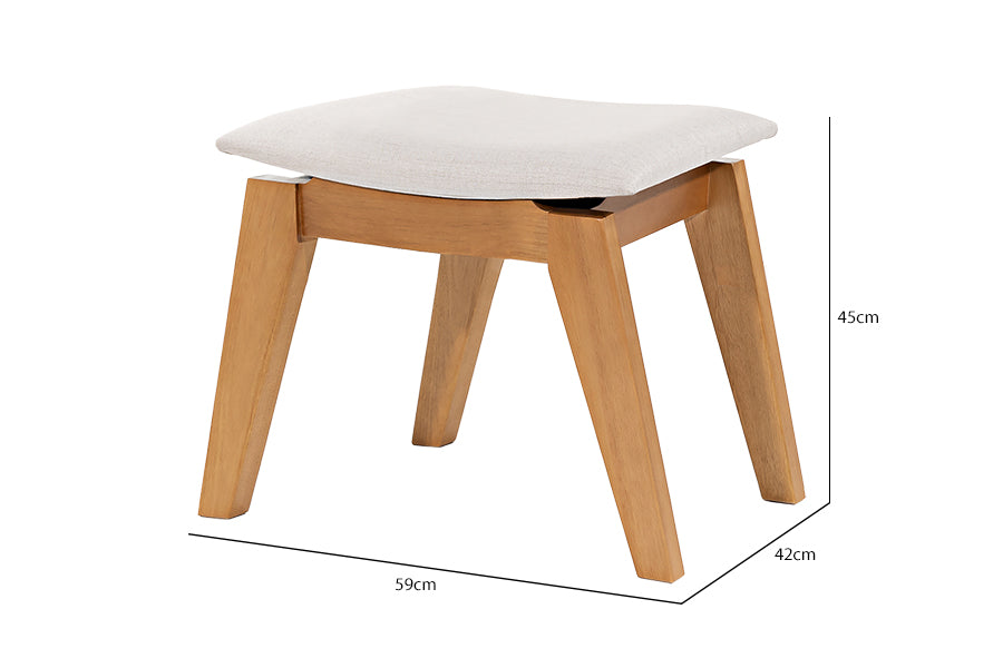 Banco de Madeira  Aconchego 59x42 cm Mel e Tecido Creme medidas ou cotas