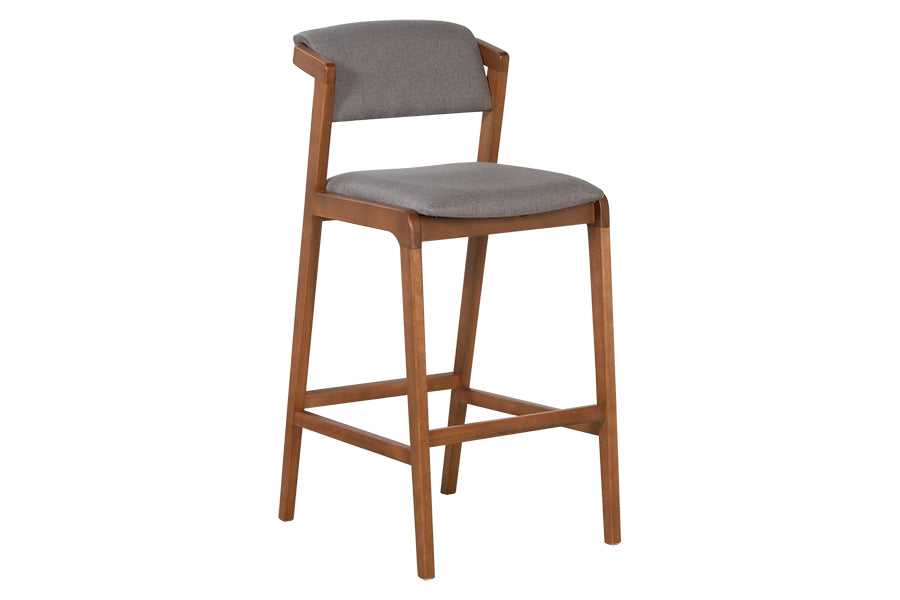 Banqueta Alta Santorini  - Avelã e Tecido Cinza