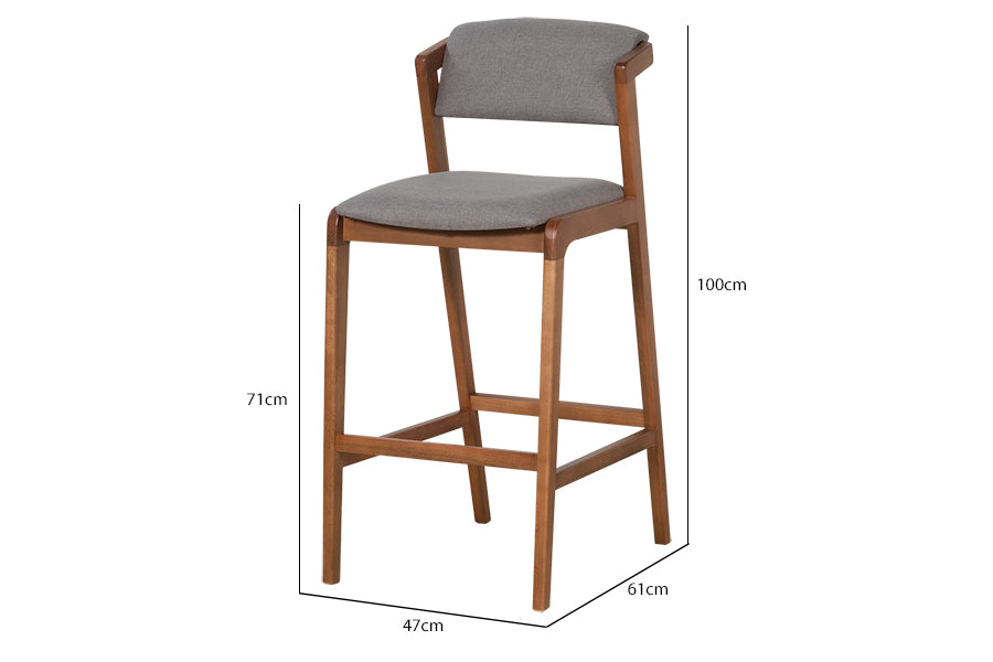 Banqueta Alta Santorini  - Avelã e Tecido Cinza com medidas