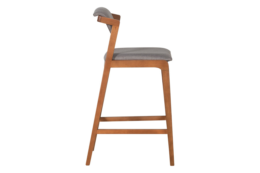 Banqueta Alta Santorini  - Avelã e Tecido Cinza vista de costas