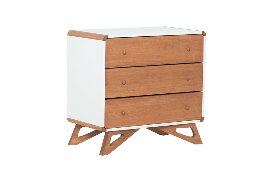 Cômoda para Quarto 3 Gavetas Baori - Branco e Jatobá