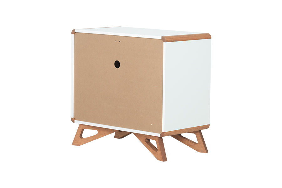 Cômoda para Quarto 3 Gavetas Baori - Branco e Jatobá vista de trás