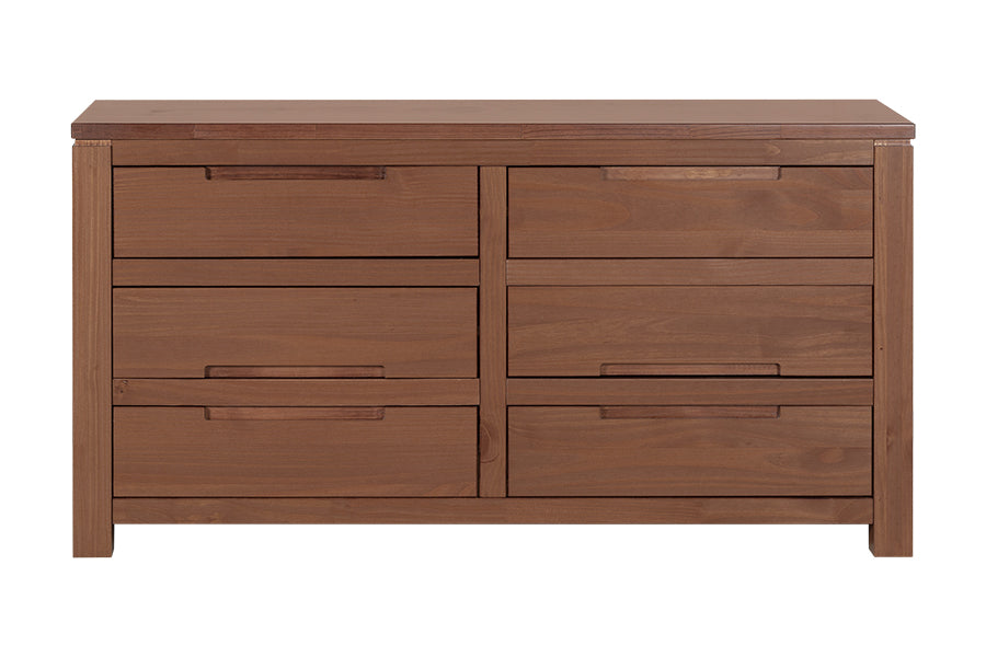 Cômoda para Quarto 6 Gavetas Sintonia - Amêndoa visto de frente