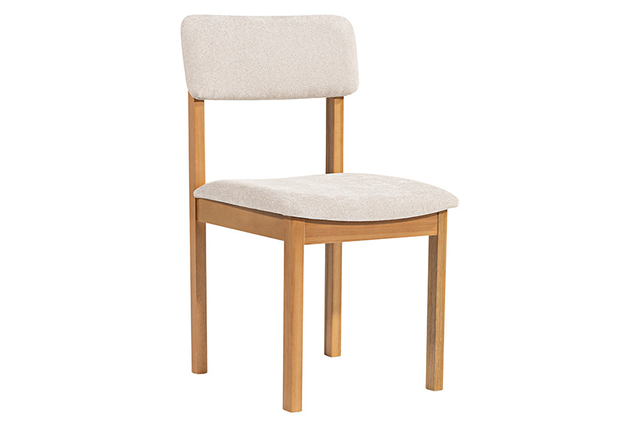 Cadeira de Jantar Cora Estofada Mel e Tecido Creme