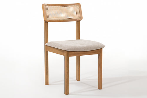 Cadeira de Jantar Cora com Tela - Mel e Tecido Bege