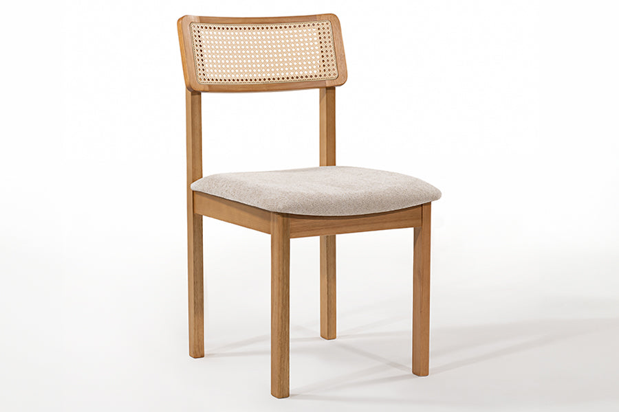 Cadeira de Jantar Cora com Tela - Mel e Tecido Bege