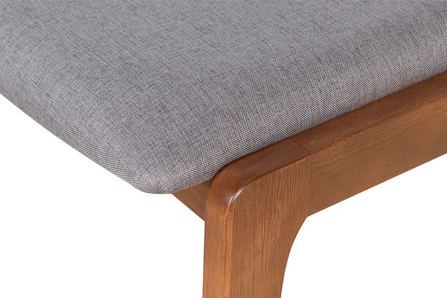 Cadeira de Jantar Santorini - Avelã e Tecido Cinza detalhe madeira