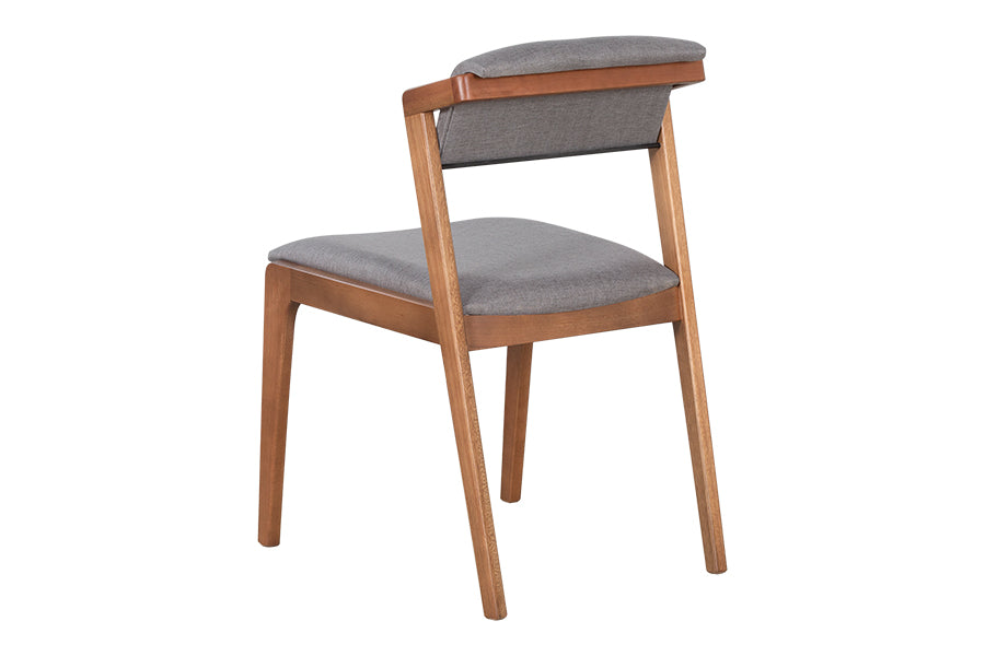 Cadeira de Jantar Santorini - Avelã e Tecido Cinza vista de costas
