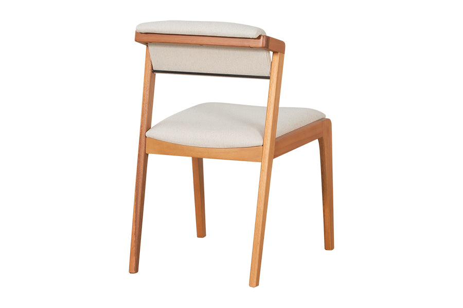 Cadeira de Jantar Santorini - Mel e Tecido Cru visto tras