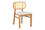 Cadeira de Jantar Savoy com Tela Natural e Tecido Bege