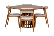 Conjunto Sala de Jantar Mesa Redonda Didion e 4 Cadeiras Estofadas Santorini