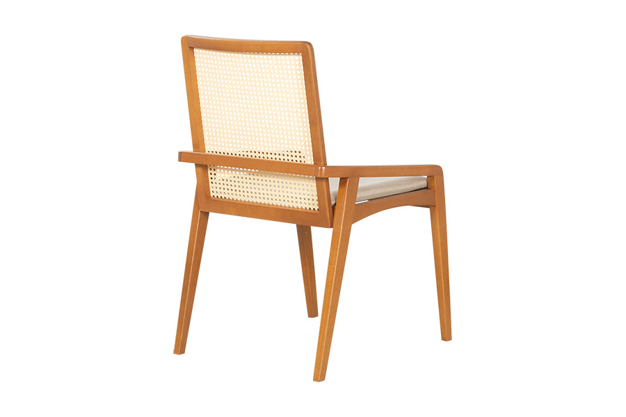 Conjunto de Cadeiras 2 Peças Siesta Estofada com Palha - Tecido Areia vista de costas