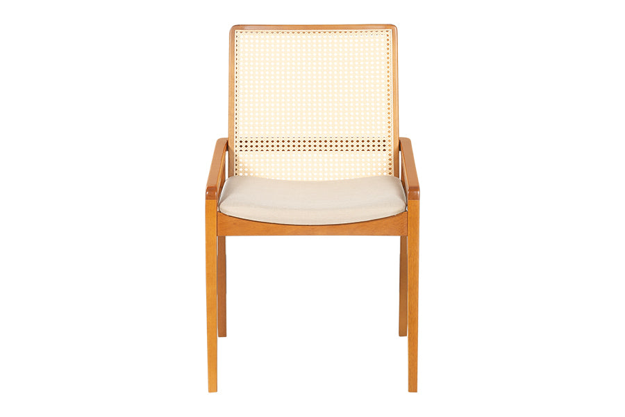 Conjunto de Cadeiras 2 Peças Siesta Estofada com Palha - Tecido Areia vista de frente