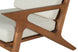 poltrona para sala tris amendoa e tecido cru detalhe lateral