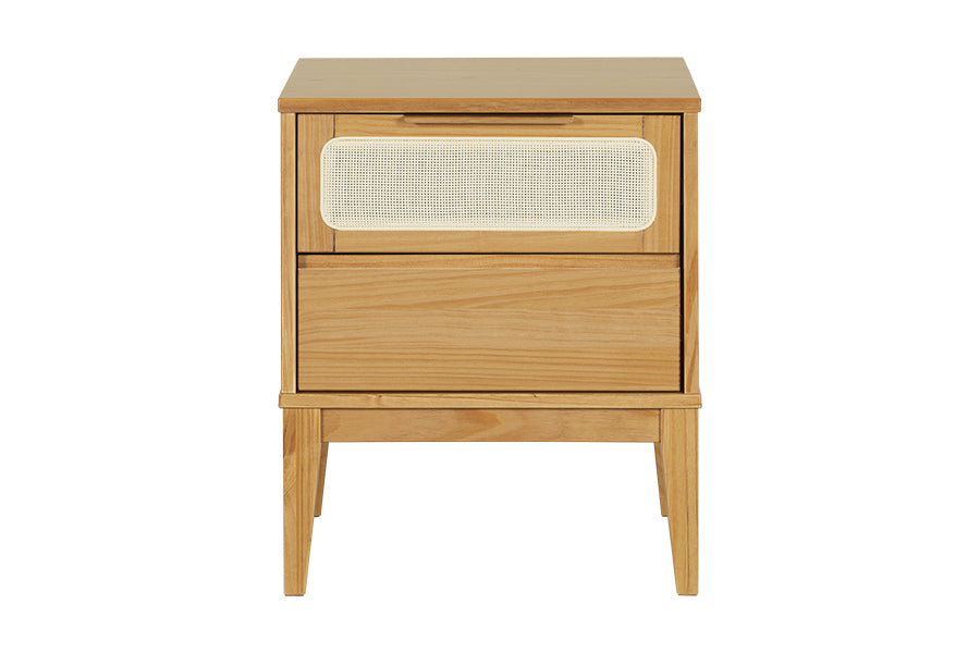 Mesa de Cabeceira 2 gavetas Serena 50x41,5 cm - Mel vista de frente