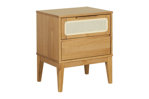Mesa de Cabeceira 2 gavetas Serena 50x41,5 cm - Mel vista em perspectiva
