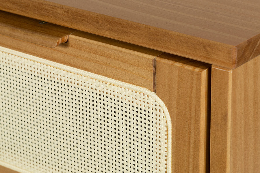 Mesa de Cabeceira 2 gavetas Serena 50x41,5 cm - Mel detalhe palhinha