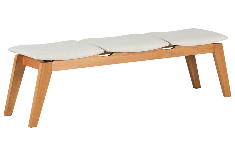 Banco de Madeira 3 lugares Aconchego 161x42 cm Mel e Tecido Creme