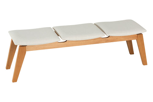 Banco de Madeira 3 lugares Aconchego 161x42 cm Mel e Tecido Creme