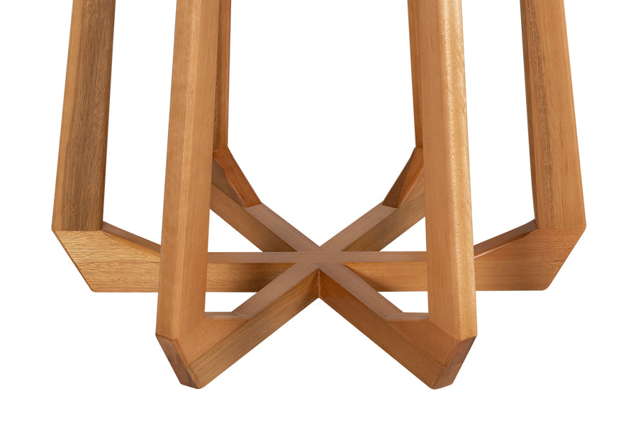 Mesa de Jantar Redonda de Madeira Atrio 130 cm Mel detalhe pés