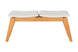 Banco de Madeira 2 lugares Aconchego 110x42 cm Mel e Tecido Creme visto de frente