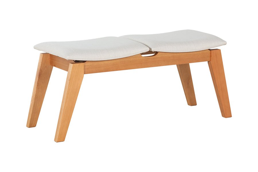 Banco de Madeira 2 lugares Aconchego 110x42 cm Mel e Tecido Creme