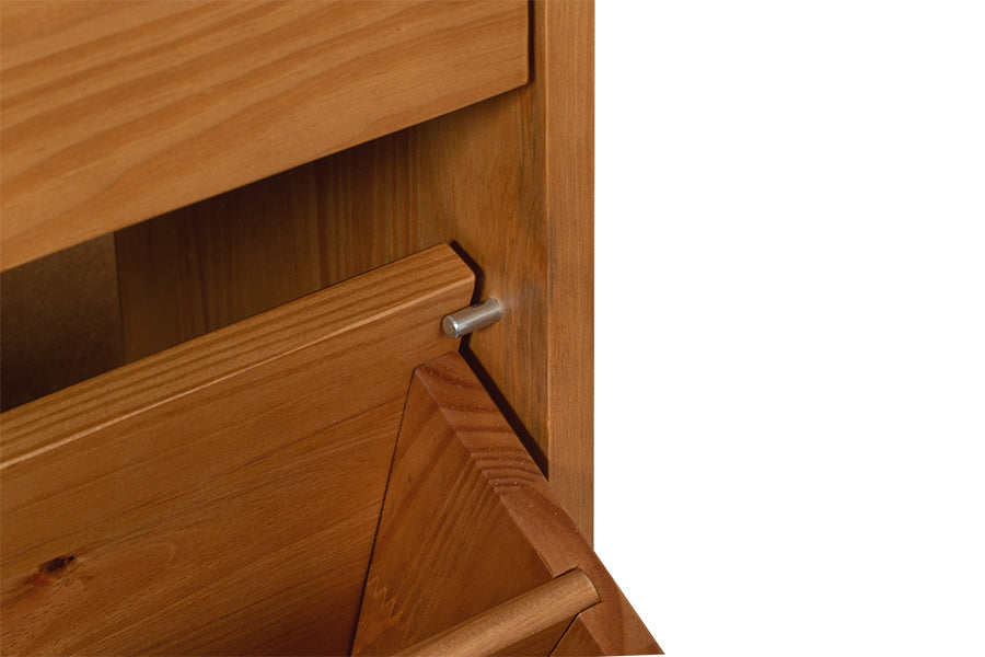 Sapateira de gaveta Liz cor nozes detalhe batente