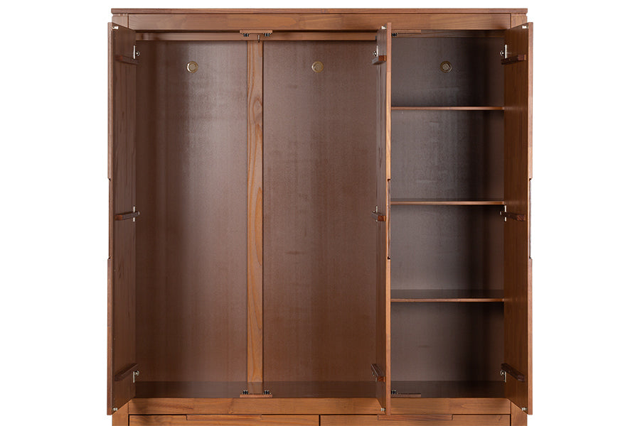 Guarda-Roupa 3 Portas e 2 Gavetas Sintonia - Amêndoa detalhe interno