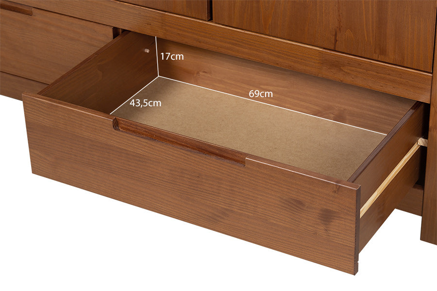Guarda-Roupa 3 Portas e 2 Gavetas Sintonia - Amêndoa medidas gaveta