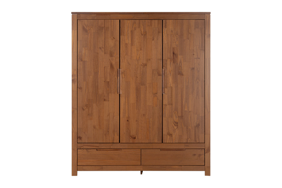 Guarda-Roupa 3 Portas e 2 Gavetas Sintonia - Amêndoa visto de frente