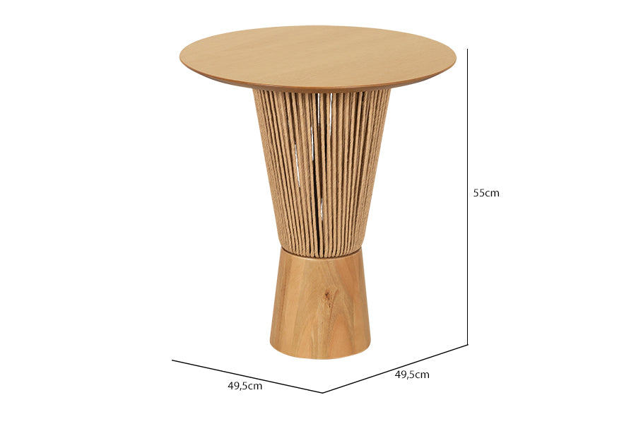 Mesa Lateral Alta Redonda Laccio 55 cm com medidas
