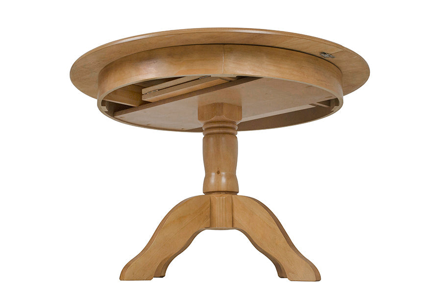 Mesa de Jantar Redonda Extensível Tea  Nozes no fundo branco visto de baixo