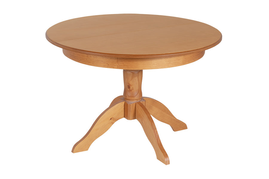 Mesa de Jantar Redonda Extensível Tea  Nozes no fundo branco visto em perspectiva