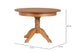 Mesa de Jantar Redonda Extensível Tea  Nozes no fundo branco visto em perspectiva com medidas descritas na imagem