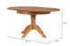 Mesa de Jantar Redonda Extensível Tea  Nozes no fundo branco visto em perspectiva com tampo maior e com medidas