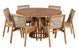 Mesa de Jantar Redonda Gourmet - Mel com 6 cadeiras trama