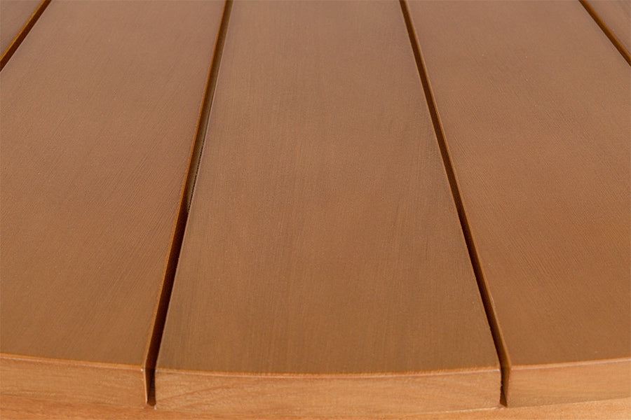 Mesa de Jantar Redonda Gourmet - Mel e Base Preta detalhe tampo 3