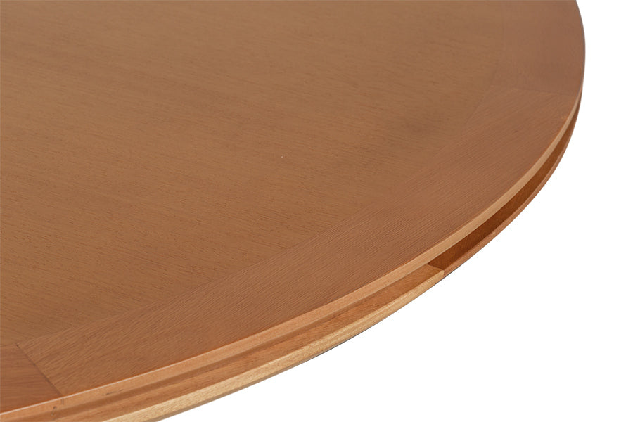 Mesa de Jantar Redonda de Madeira Átrio 130 cm - Mel detalhe tampo