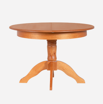 Mesa de Jantar Redonda Extensível Tea  Nozes no fundo branco visto em perspectiva
