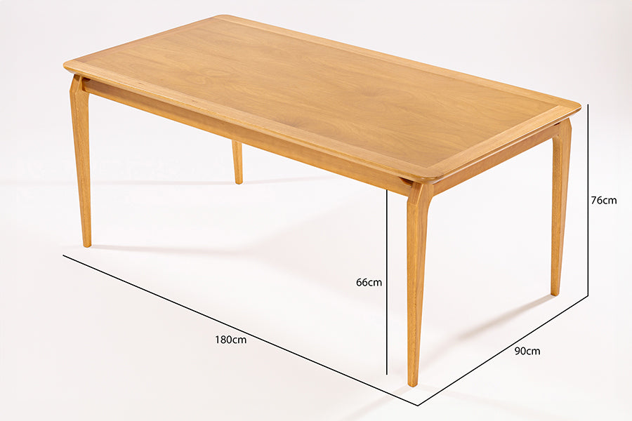 Mesa de Jantar de Madeira 6 Lugares Cascais 180x90 cm Mel medidas ou cotas