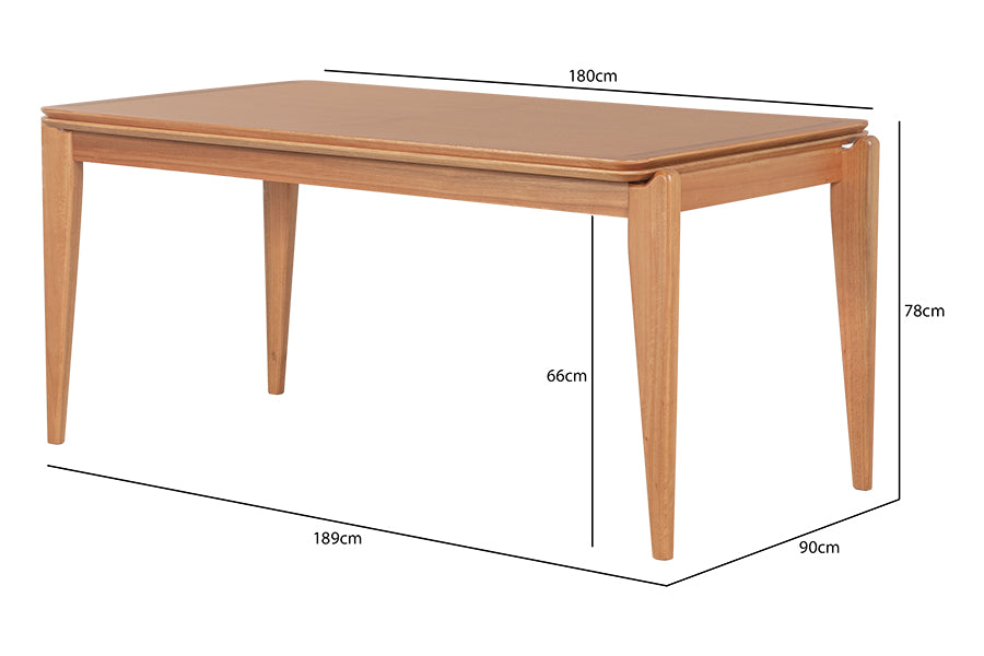 Mesa de Jantar de Madeira 6 Lugares Coimbra 180x90 cm - Mel com cotas