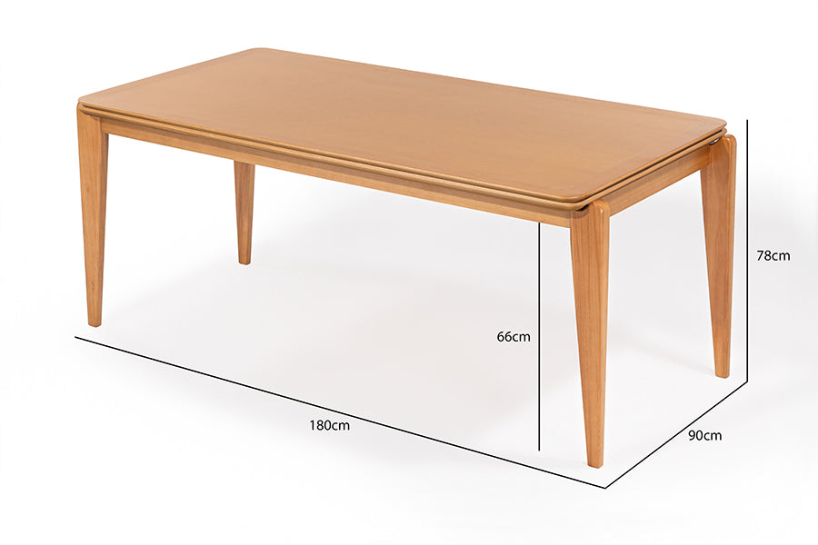 Mesa de Jantar de Madeira 8 Lugares Coimbra 180x90 cm Mel medidas ou cotas