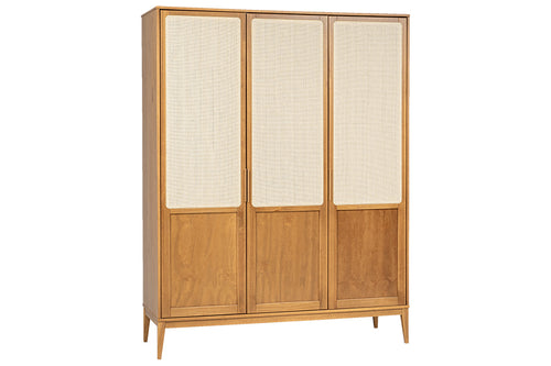 Guarda-Roupa 3 portas Serena 210x162x55 cm - Mel  vista em diagonal