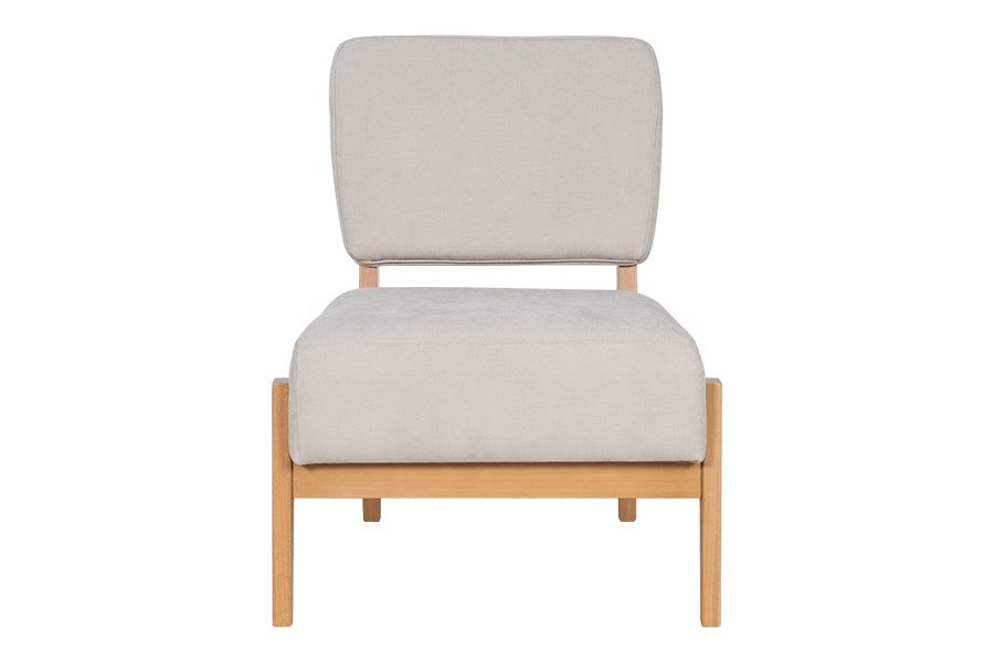 Poltrona para Sala Luna - Areia e Tecido Bege visto de frente